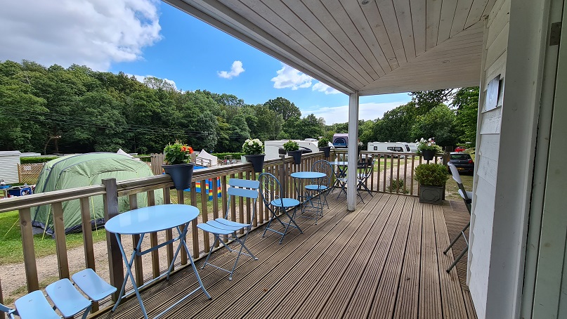 Terrace at Bluebell Coppice Camping and Glamping Site near Battle and Hastings East Sussex